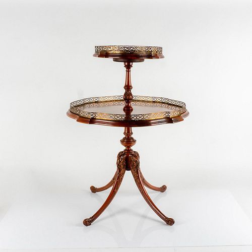 George III Style Mahogany Parquetry Two Tier Side Table
