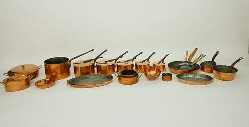 Collection of 25 Pieces of Vintage Duparquet New York and French Copper Cookware