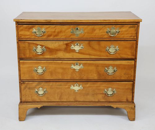 Chippendale Flame Birch Chest of Drawers, early 19th Century