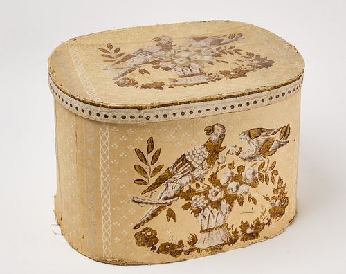 Early Wall Paper Hat Box with Birds