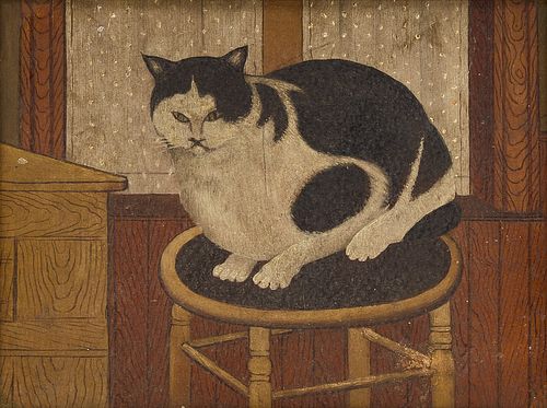 Folk Art Painting of a Cat