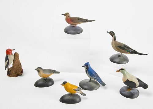 CW Waterfield Seven Exceptional Carved Birds