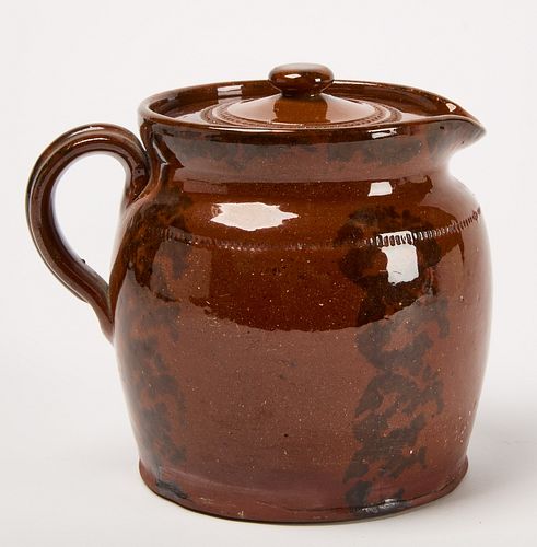 Redware Pitcher with Lid