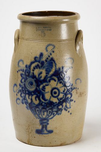 Norton Stoneware Churn with Floral Compote