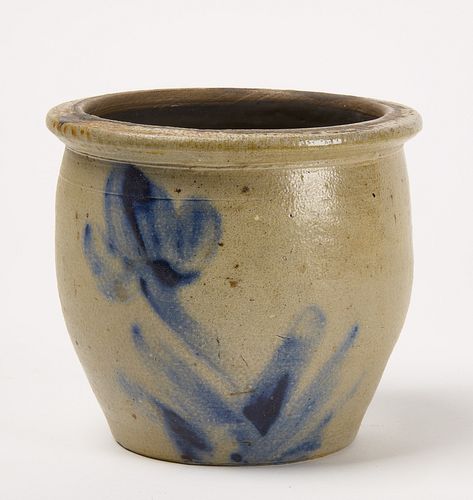 Small Stoneware Jar with Flower