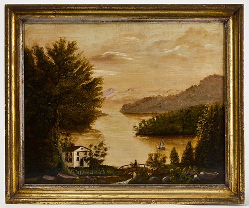 Hudson River Painting with House