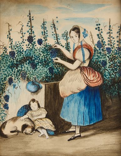 School Girl Folk Art Watercolor