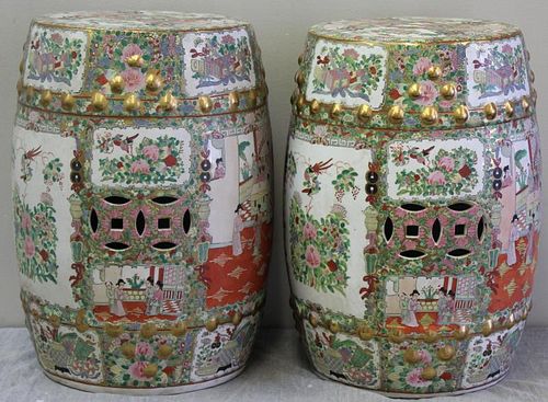 Pair of Vintage Chinese Porcelain Garden Seats.