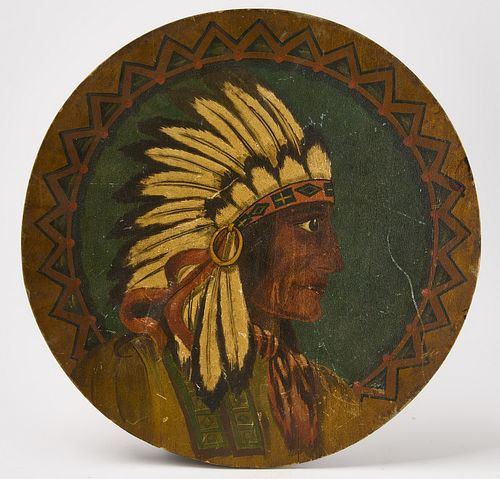 Painted Plaque with Native Chief