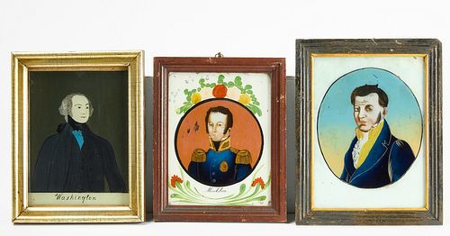 Reverse Painted Portraits on Glass - Washington
