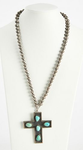 Navajo Silver Necklace with Cross