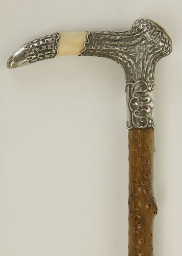 Sterling Silver Mounted Cane, 19th Century