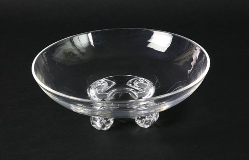 Signed Steuben Clear Crystal Footed Bowl