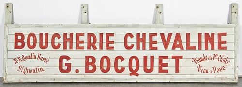 Vintage French Hand Painted Butcher Shop Sign