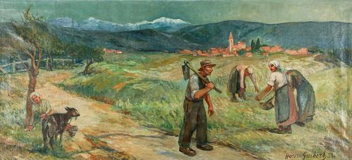 Early 20th c. French Pastoral Landscape Mural