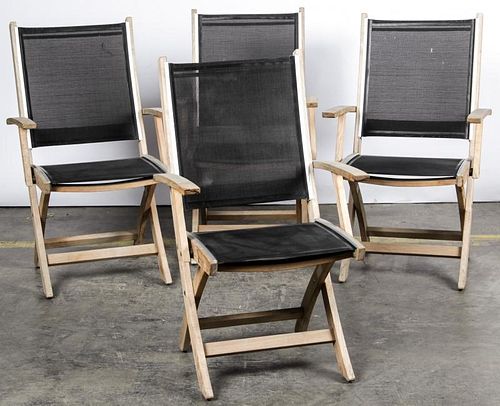 4 Labeled Gloster Folding Teak Armchairs