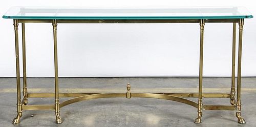 Regency Style Brass and Glass Console Table