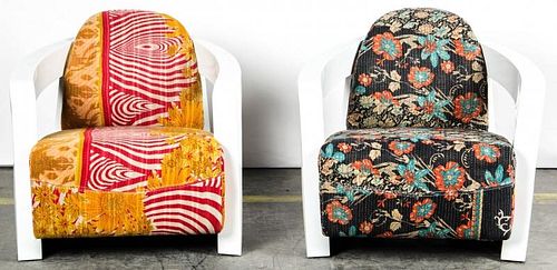 2 Modern Art Deco Inspired Club Chairs