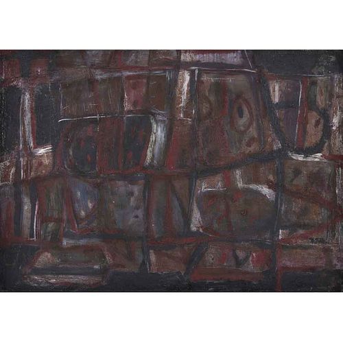 ALFONSO MENA PACHECO, Sin título, Sin firma, Óleo y arena sobre tela, 50 x 70 cm