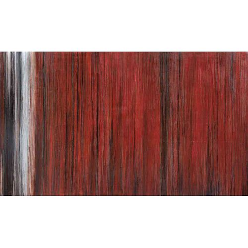 JOSÉ VILLALOBOS, Río rojo, Firmado al reverso, Óleo sobre tela, 140 x 240 cm