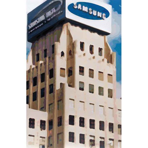TIMOTHY TOMPKINS, Samsung - Noon Effect, Firmado y fechado 2004 al reverso, Esmalte sobre lámina de aluminio, 160 x 105 cm