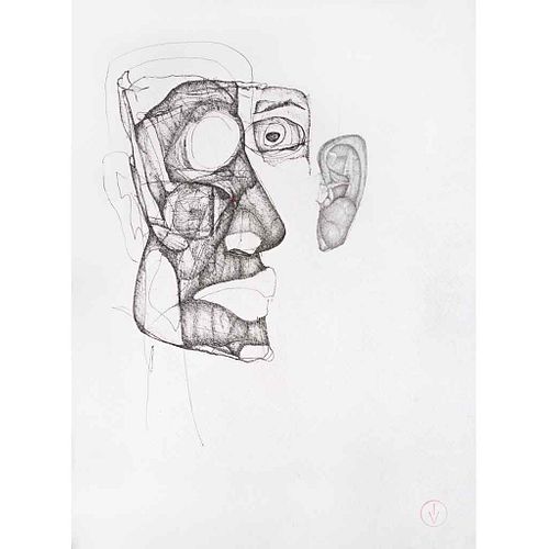 DAVID GUZMÁN, La realidad pende de delgados hilos, Firmada con monograma, Mixta sobre papel, 31 x 24 cm, Con certificado