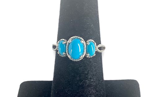 Trio of Sleeping Beauty Turquoise Stones Ring