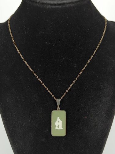 Sterling Chain Necklace with Wedgwood Pendant