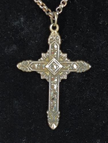 Sterling Silver & Marcasite Cross Pendant