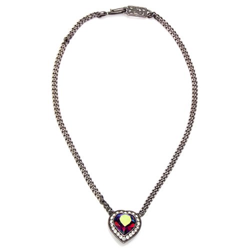 Yves Saint Laurent Vintage Rhinestone Heart Necklace