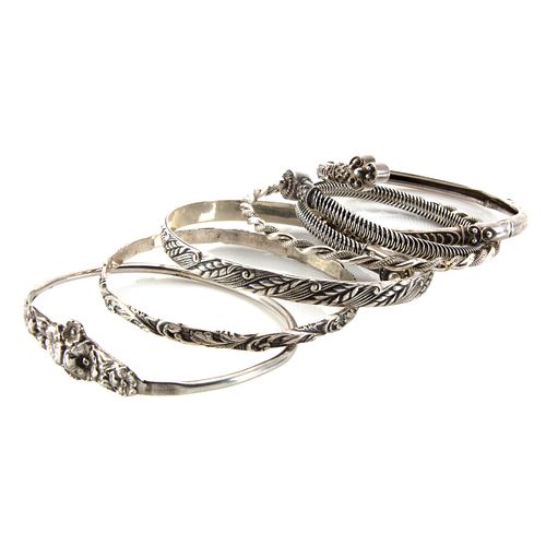 Collection of Six Silver Bracelets