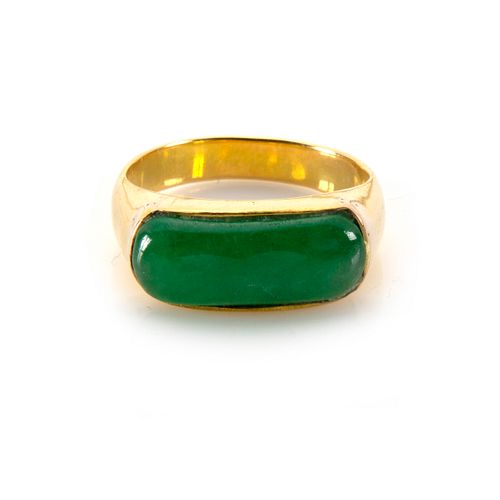 Jade, 18k Yellow Gold Saddle Ring