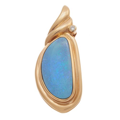 Opal Doublet, Diamond, 14k Enhancer Pendant