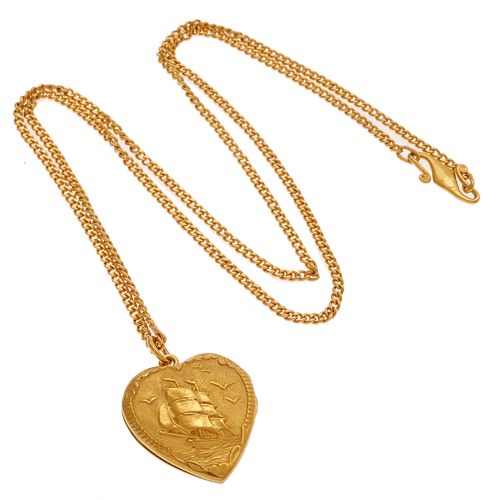 Chinese 22k Yellow Gold Locket Necklace