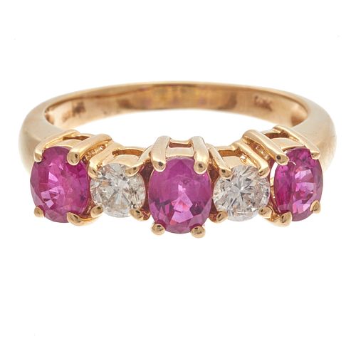 Diamond, Pink Sapphire, 14k Yellow Gold Ring