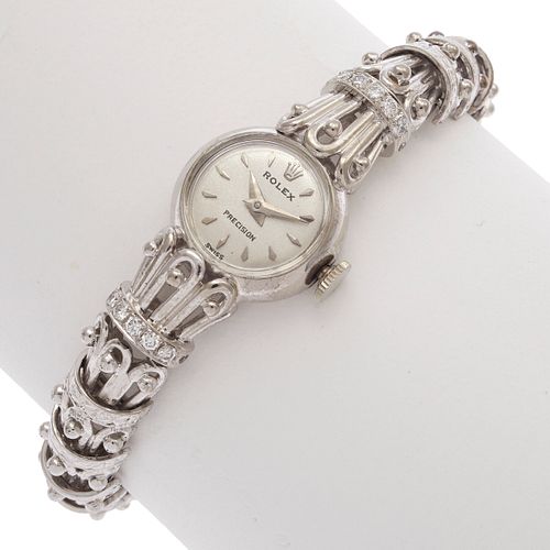Ladies Vintage Diamond, 18k White Gold Rolex Wristwatch