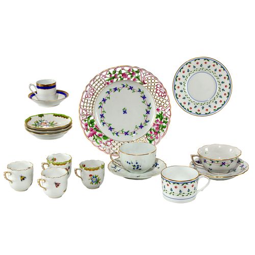 Collection of Herend and Continental Cups and Saucers