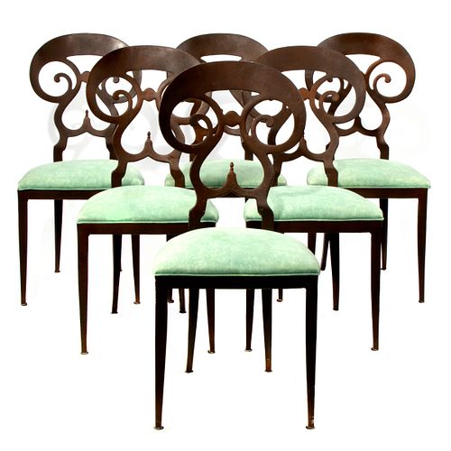 Pietra Dura Dining Table and Six Ironies Chairs 