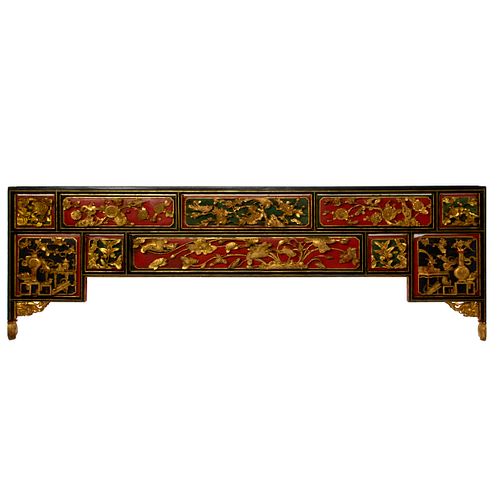Chinese Gilt and Lacquer Overdoor Panel