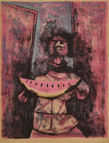 Rufino Tamayo Color Lithograph "Mujer con Sandia"