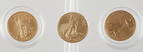 (3) US $5 Gold Eagle Coins
