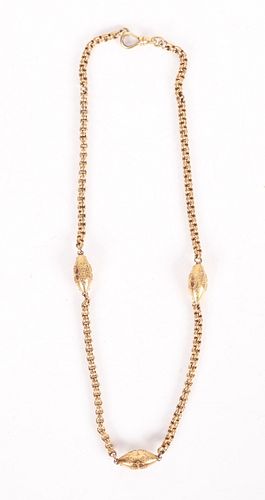A Gold Victorian 14k Gold Watch Chain