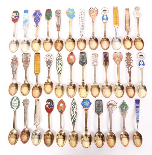 A Large Group of Michelsen Sterling Christmas Spoons