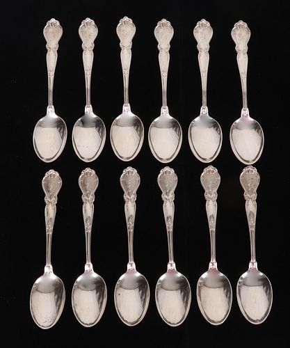 Twelve Sterling Silver Portland Five O'clock Spoons