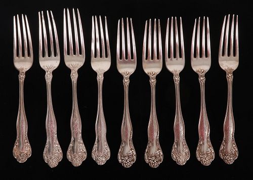 Nine Sterling Silver Forks, Stratford By International