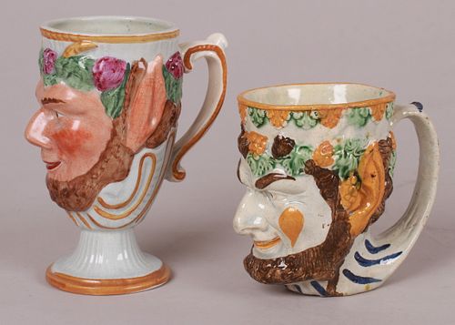 A Pair of Staffordshire Pearlware Satyr Mugs