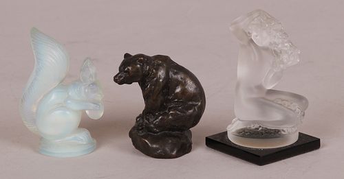 Three Small Figures, Glass and Bronze