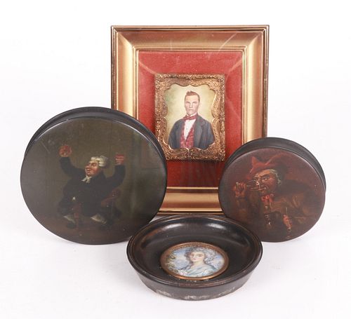 A Group of Small Portraits and Boxes