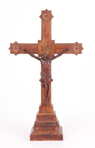A Carved Wooden Crucifix c. 1900