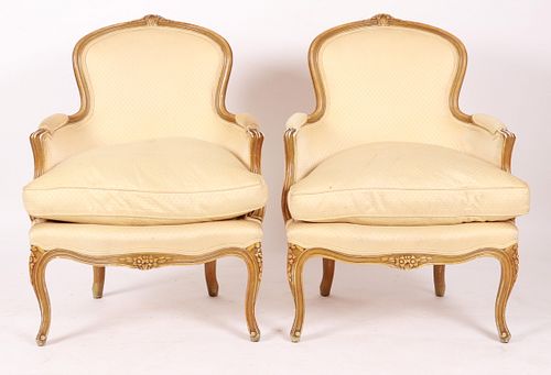 A Pair Of Louis XV Style Bergere Chairs